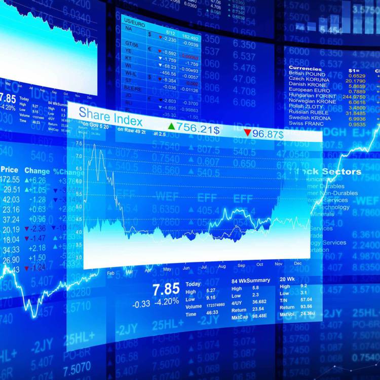 Stock market graph showing a rise in interest rates and return