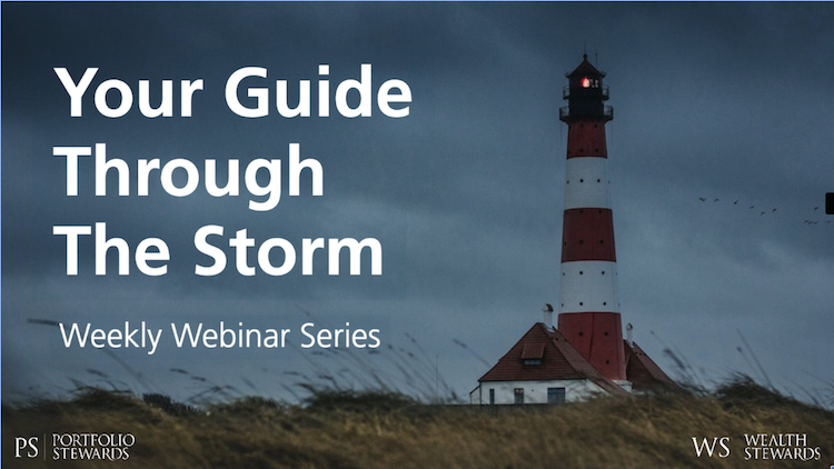 Cover photo for the weekly webinar series names your guide through the storm