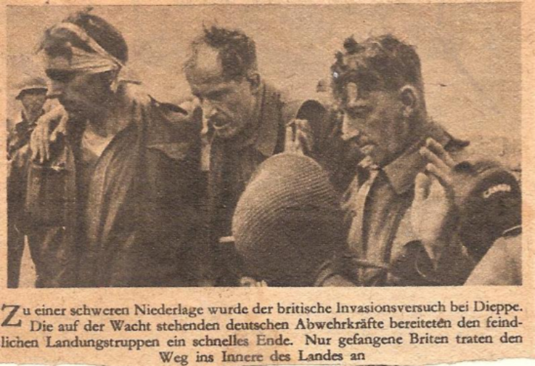 Wounded Canadian soldiers photographed by a German military photographer after their capture at Dieppe in 1942